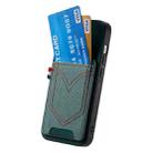 For iPhone 16 Plus Denim Texture Leather Skin Phone Case with Card Slot(Green) - 3