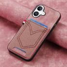 For iPhone 16 Plus Denim Texture Leather Skin Phone Case with Card Slot(Pink) - 2