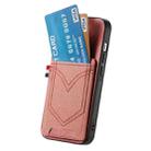 For iPhone 16 Plus Denim Texture Leather Skin Phone Case with Card Slot(Pink) - 3