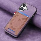 For iPhone 16 Plus Denim Texture Leather Skin Phone Case with Card Slot(Purple) - 2