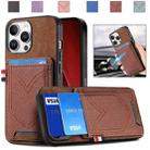 For iPhone 16 Pro Denim Texture Leather Skin Phone Case with Card Slot(Brown) - 1