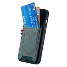 For iPhone 16 Pro Denim Texture Leather Skin Phone Case with Card Slot(Green) - 3