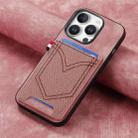 For iPhone 16 Pro Denim Texture Leather Skin Phone Case with Card Slot(Pink) - 2