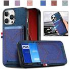 For iPhone 16 Pro Max Denim Texture Leather Skin Phone Case with Card Slot(Blue) - 1