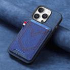 For iPhone 16 Pro Max Denim Texture Leather Skin Phone Case with Card Slot(Blue) - 2