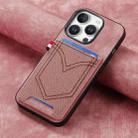 For iPhone 16 Pro Max Denim Texture Leather Skin Phone Case with Card Slot(Pink) - 2