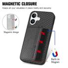 For iPhone 16 Plus Carbon Fiber Magnetic Card Wallet RFID Blocking Phone Case(Black) - 3