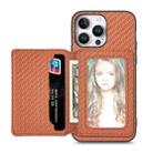 For iPhone 16 Pro Carbon Fiber Magnetic Card Wallet RFID Blocking Phone Case(Brown) - 1