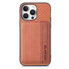 For iPhone 16 Pro Carbon Fiber Magnetic Card Wallet RFID Blocking Phone Case(Brown) - 2