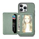 For iPhone 16 Pro Carbon Fiber Magnetic Card Wallet RFID Blocking Phone Case(Green) - 1