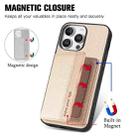 For iPhone 16 Pro Carbon Fiber Magnetic Card Wallet RFID Blocking Phone Case(Khaki) - 3