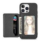 For iPhone 16 Pro Max Carbon Fiber Magnetic Card Wallet RFID Blocking Phone Case(Black) - 1