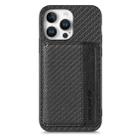 For iPhone 16 Pro Max Carbon Fiber Magnetic Card Wallet RFID Blocking Phone Case(Black) - 2