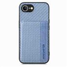 For iPhone 16e Carbon Fiber Magnetic Card Wallet RFID Blocking Phone Case(Blue) - 2