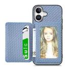 For iPhone 17 Carbon Fiber Magnetic Card Wallet RFID Blocking Phone Case(Blue) - 2