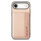 For iPhone Air Carbon Fiber Magnetic Card Wallet RFID Blocking Phone Case(Khaki) - 1