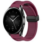 For Xiaomi Watch S2 Window Blind Magnetic Buckle 22mm Silicone Watch Band(Wine Red) - 1