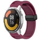 For Xiaomi Watch Color 2 Window Blind Magnetic Buckle 22mm Silicone Watch Band(Wine Red) - 1