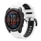 For Garmin Fenix 8 AMOLED 47mm Sports Two Color 22mm Silicone Watch Band(White+Back) - 1