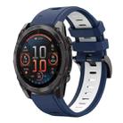 For Garmin Fenix 8 AMOLED 47mm Sports Two Color 22mm Silicone Watch Band(Midnight Blue+White) - 1