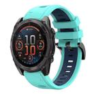 For Garmin Fenix 8 AMOLED 47mm Sports Two Color 22mm Silicone Watch Band(Mint Green+Midnight Blue) - 1