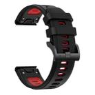 For Garmin Fenix 8 AMOLED 47mm Sports Two Color 22mm Silicone Watch Band(Black+Red) - 2