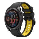 For Garmin Fenix 8 AMOLED 47mm Sports Two Color 22mm Silicone Watch Band(Black+Yellow) - 1