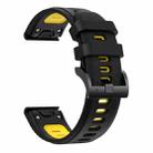 For Garmin Fenix 8 AMOLED 47mm Sports Two Color 22mm Silicone Watch Band(Black+Yellow) - 2