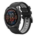 For Garmin Fenix 8 AMOLED 47mm Sports Two Color 22mm Silicone Watch Band(Black+Grey) - 1