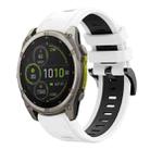 For Garmin Fenix 8 MIP 47mm Sports Two Color 22mm Silicone Watch Band(White+Back) - 1