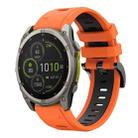 For Garmin Fenix 8 MIP 47mm Sports Two Color 22mm Silicone Watch Band(Orange+Black) - 1