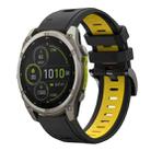 For Garmin Fenix 8 MIP 47mm Sports Two Color 22mm Silicone Watch Band(Black+Yellow) - 1