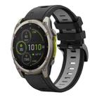 For Garmin Fenix 8 MIP 47mm Sports Two Color 22mm Silicone Watch Band(Black+Grey) - 1