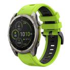 For Garmin Fenix 8 MIP 47mm Sports Two Color 22mm Silicone Watch Band(Lime+Black) - 1