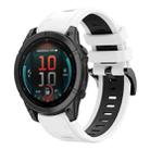 For Garmin Fenix E 47mm Sports Two Color 22mm Silicone Watch Band(White+Back) - 1