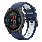 For Garmin Fenix E 47mm Sports Two Color 22mm Silicone Watch Band(Midnight Blue+White) - 1