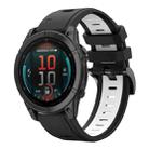 For Garmin Fenix E 47mm Sports Two Color 22mm Silicone Watch Band(Black+White) - 1