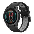 For Garmin Fenix E 47mm Sports Two Color 22mm Silicone Watch Band(Black+Grey) - 1