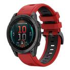 For Garmin Fenix E 47mm Sports Two Color 22mm Silicone Watch Band(Red+Black) - 1