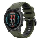 For Garmin Fenix E 47mm Sports Two Color 22mm Silicone Watch Band(Army Green+Black) - 1