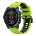 For Garmin Fenix E 47mm Sports Two Color 22mm Silicone Watch Band(Lime+Black) - 1