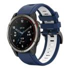 For Garmin Quatix 7 Pro Sports Two Color 22mm Silicone Watch Band(Midnight Blue+White) - 1