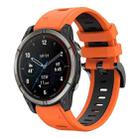 For Garmin Quatix 7 Pro Sports Two Color 22mm Silicone Watch Band(Orange+Black) - 1