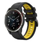 For Garmin Quatix 7 Pro Sports Two Color 22mm Silicone Watch Band(Black+Yellow) - 1