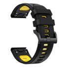 For Garmin Quatix 7 Pro Sports Two Color 22mm Silicone Watch Band(Black+Yellow) - 2