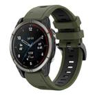 For Garmin Quatix 7 Pro Sports Two Color 22mm Silicone Watch Band(Army Green+Black) - 1