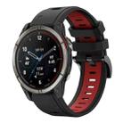 For Garmin Quatix 7 Sports Two Color 22mm Silicone Watch Band(Black+Red) - 1