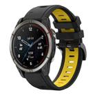 For Garmin Quatix 7 Sports Two Color 22mm Silicone Watch Band(Black+Yellow) - 1