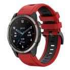 For Garmin Quatix 7 Sports Two Color 22mm Silicone Watch Band(Red+Black) - 1