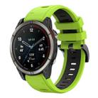 For Garmin Quatix 7 Sports Two Color 22mm Silicone Watch Band(Lime+Black) - 1